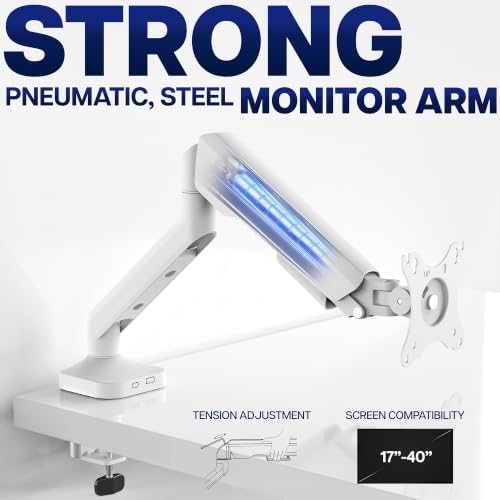 VIVO Heavy Duty Ultrawide Monitor Tension Arm for up to 40 inch Screens, Holds 26.4 lbs, Premium Desk Mount Stand, White, STAND-V100OW