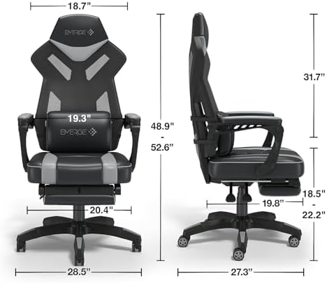 STAPLES Emerge Vomax Gaming Chair, Adjustable Height, Swivel, Black