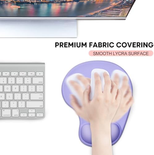 JIKIOU Ergonomic Mouse Pad with Gel Wrist Rest 2Pack, Portable Small Purple