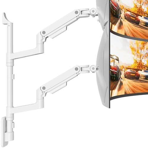 ARES WING Dual Monitor Wall Mount for 17-49 Inch Ultrawide Screens, White