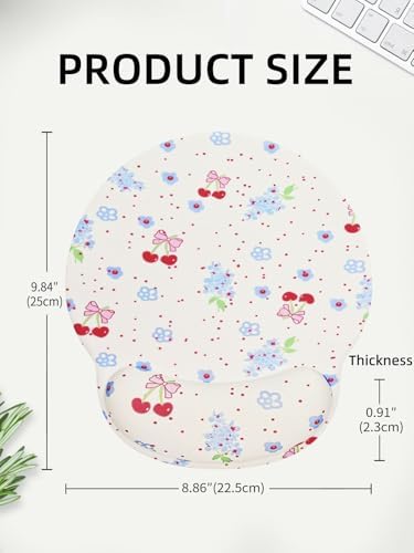 Lily Floral Mouse Pad Wrist Support Wrist Rest, Flower Ergonomic Mouse Pad with Non-Slip Base for Office Gaming Working Computers,Desk Accessories Pain Relief Mouse Mat, Cherry