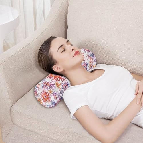 Yuiboo Bolster Pillow for Legs Massage Table Funny Sea Anemone White Neck Roll Pillow Memory Foam 5.5" x 17" Small Round Pillow Insert Pillow Roller Round Pillow Covers with Zipper