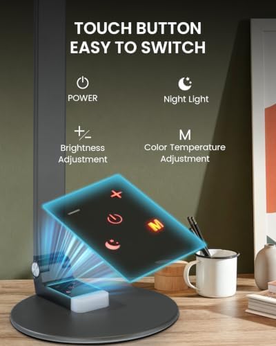 Desk Lamp for Home Office, Eye-Caring Diffused Table Lamp