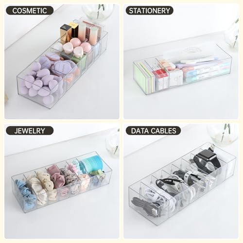 FRETONBA 2 Pack Cable Storage Organizer Box with 8 Compartments, Small