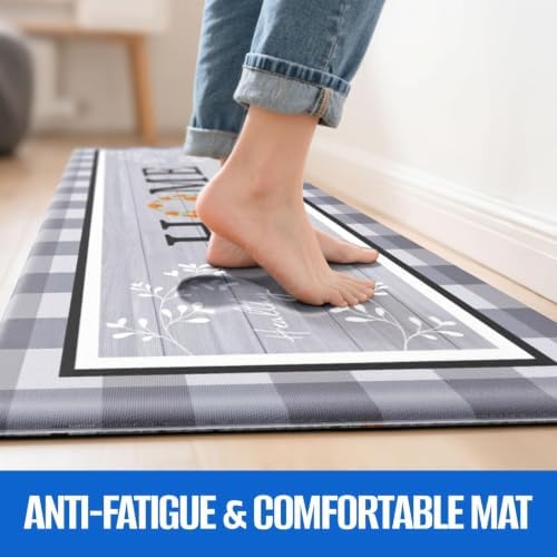 Kitchen Mats 2PCS, Anti Fatigue Rugs, 17.3x30+17.3x70in, Grey