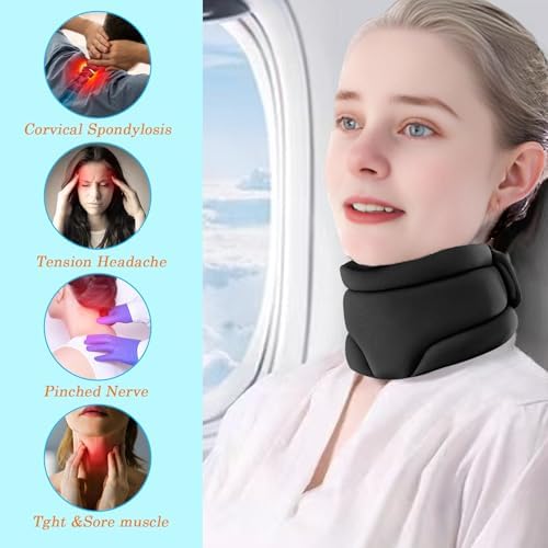 leeveel Neck Brace Cervical Collar, Neck Braces for Neck Pain and Support, Soft Foam Brace for Pain Relief, Adjustable Neck Support Collar for Sleeping, Travelling, Office (Black)