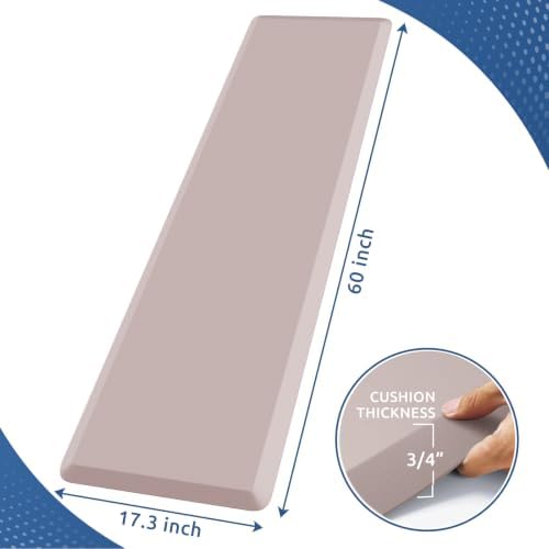 KitchenClouds Kitchen Mat Cushioned Anti Fatigue Kitchen Rug Non Slip Standing Mat Comfort Floor Mats for Sink Office (17.3"x60"- 0.8inch,Khaki)
