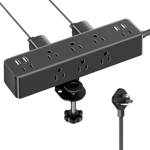 Desk Clamp Power Strip 10FT, Acozvin 24W Total Charging Station