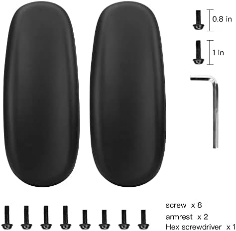 ALUCSET 10" Long x 4" Wide Office Chair Replacement Armrest Arm Pads Caps Univeral 4" 5.5" Mounting Hole Office Chair Parts 1 Pair (Black, Set of 2)