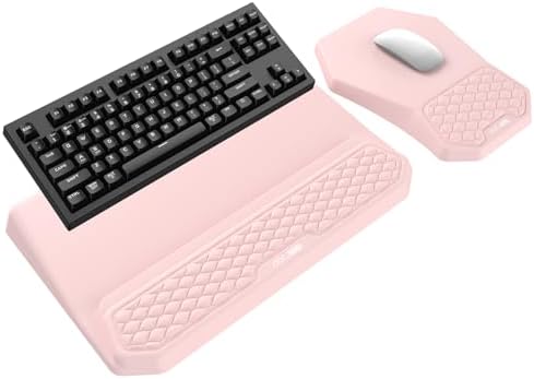 3-in-1 Ergonomic Keyboard Stand with Wrist Rest & Mouse Pad Set, Pink