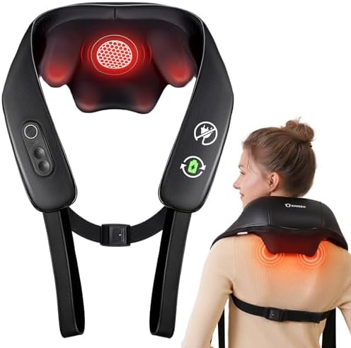 Cordless Neck and Shoulder Massager for Pain Relief Deep Tissue with Heat