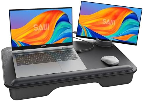 SAIJI Laptop Lap Desk with External Monitor Holder Fits Up to 17" Laptops