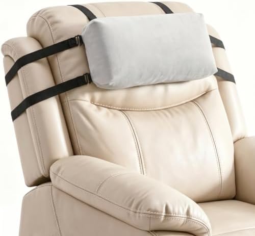 Neck Pillow for Recliner/Armchair, Non-Slip Adjustable Velvet, Grey