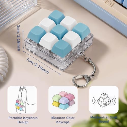 Keyboard Fidget Toy, Creamy Fidget Clicker Keyboard Fidget Keychain, Button Fidget Gifts for Adults, Boost Focus & Ease Anxiety Anywhere — Perfect Stress-Relief Gift (3×3 Grid Layout A-B)