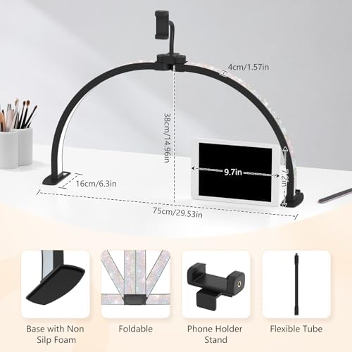 Yokilly Half Moon Light for Nail Desk: 29" Foldable Nail Light for Desk