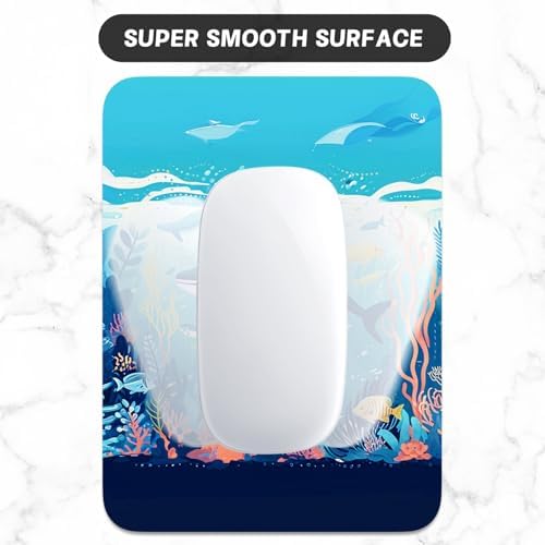 Small Mouse Pad, Mini Mouse Pad 6 x 8 Inch, Thick Rubber Waterproof Mouse Mat, Cute Mousepad for Women Men Wireless Mouse Laptops Home Office, Whales