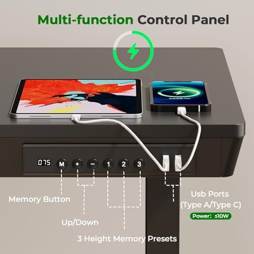 35" Electric Standing Desk with Drawer, 4 Lockable Wheels