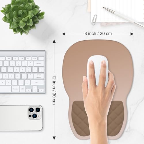ITNRSIIET Ergonomic Mouse Pad Wrist Support with Memory Foam Massage Bulge & Non-Slip PU Base, Carpal Tunnel Pain Relief, Prevent Wrist Sweating, 12 x 8 x 1.2 inch, Soft Brown