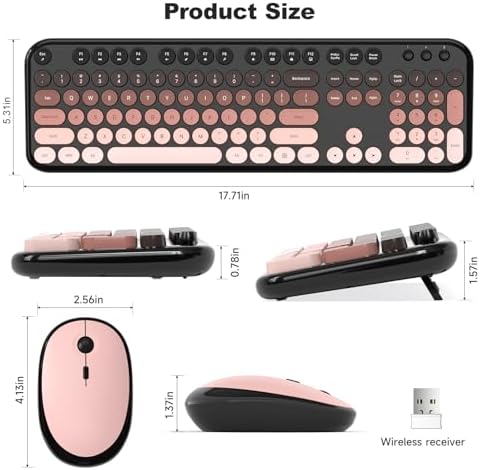 MOFII Wireless Keyboard and Mouse Combo, Full Size 2.4G Retro Round Computer Keyboard and Mouse Set, Plug and Play, for Windows, Computer, Desktop, PC, Notebook - (Lovely BlackBerry Gradient)