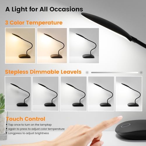 Portable Battery Powered Desk Lamp Small Rechargeable LED Table Light