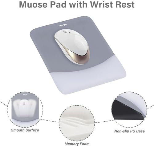 MOSISO Wrist Rest Support Mouse Pad & Keyboard Set, Gray