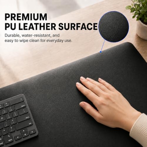 KTRIO Large Gaming Mouse Pad Desk Mat for Gamer, 31.5" x 11.8", Black PU