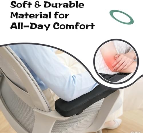 2-Piece,Office Chair Arm Covers,Office Chair Arm Pads,Cooling Gel Pads,Suitable for Gaming Chairs,Armrest with Memory Foam, Adjustable Strap Design