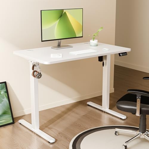 ERGOMAKER 40"x24" Standing Desk, Height Adjustable Sit-Stand Office, White