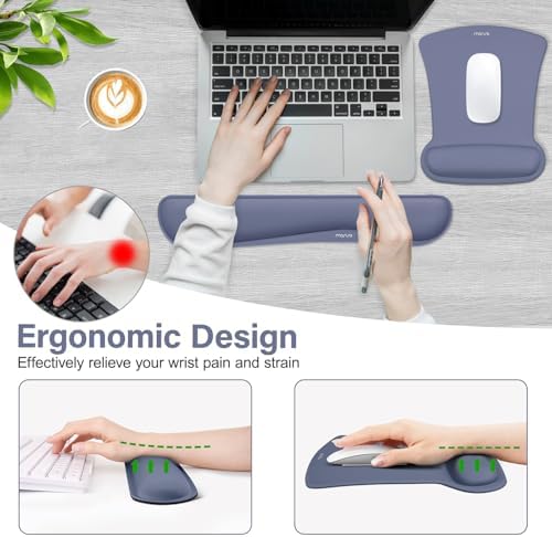 MOSISO Wrist Rest Support for Mouse Pad & Keyboard Set, Navy Lime