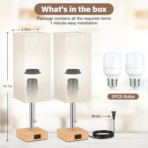 Fenmzee Bedside Lamp for Bedroom Set of 2 - Small Table Lamp for Nightstand