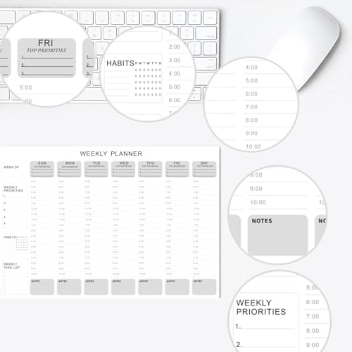 Undated Weekly Hourly Planner Notepad, Tear-Off ADHD Planner,Weekly Planner,Weekly Schedule Planner,Weekly To Do List Notepad(52 Sheets,8.5"x11",Minimalist)