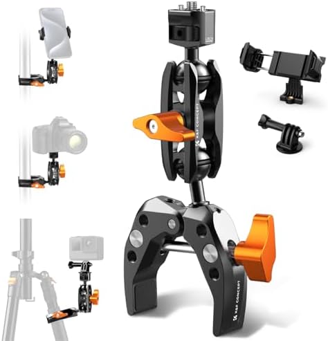 K&F CONCEPT Camera Clamp Mount, Super Clamp Mount Magic Arm with Two 360°