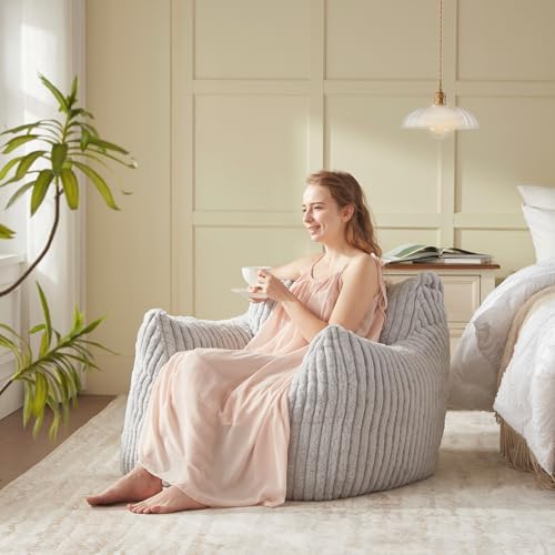 Achicsofar Bean Bag Chair for Adults Teens, Comfy Faux Fur Beanbag Armchair