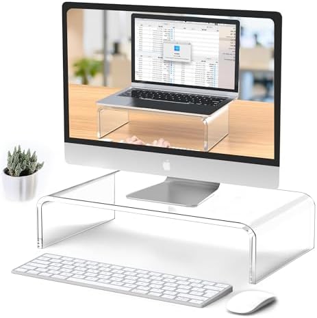 Acrylic Monitor Stand Riser Clear Laptop Stand Riser L12.5 xW7.5 xH4
