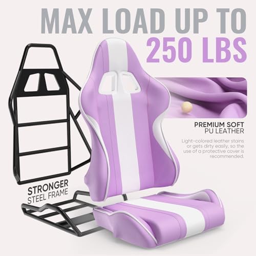 Ferghana Gaming Chairs, Ergonomic Racing Style PC Game Computer Chair with Headrest Lumbar Support Adjustable Recliner PU Leather Video Computer Chair(Light Purple)