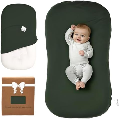 Baby Lounger Oversized 0-24 Months, Home and Travel Infant Cushion-Moss
