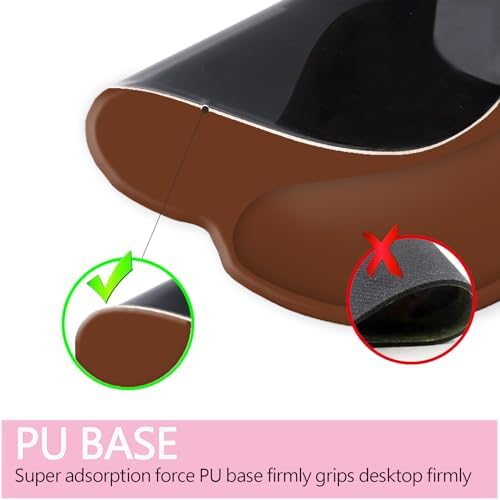 Ergonomic Gaming Mouse Pad, Mouse Pad with Wrist Support, Comfortable Mouse Pads with Non-Slip PU Base for Computer, Laptop, Office & Home (Brown)