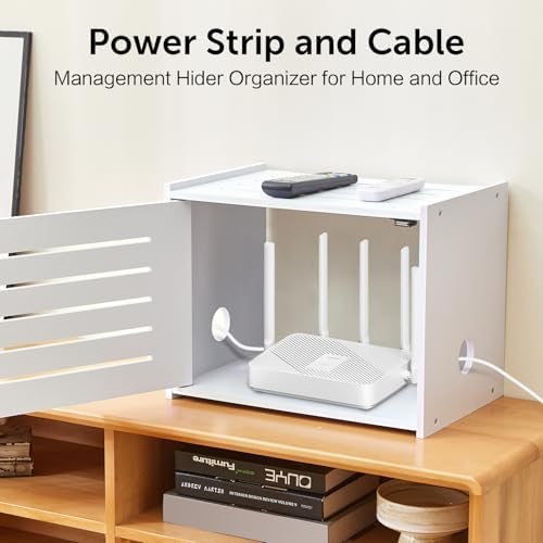 WiFi Router Storage Cabinet, WiFi Box Hider with Cable Management