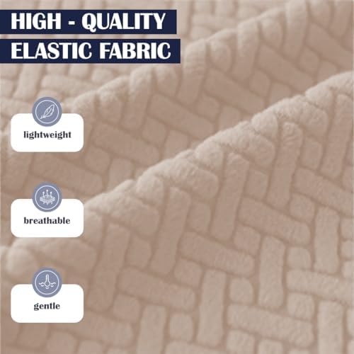 Stretch Office Chair Headrest Cover Jacquard Headrest Slipcover for Office Chairs Non Slip Head Rest Chair Furniture Protector for High Back Computer Chairs Set of 2 Beige