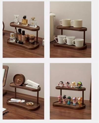 Bamboo Desktop Organizer Shelf – 2-Tier Wooden Storage Rack for Perfume, Makeup, Coffee Mugs – Natural Bamboo Display Stand for Vanity, Bathroom, Office (12.5” x 6.5” x 7.5”)