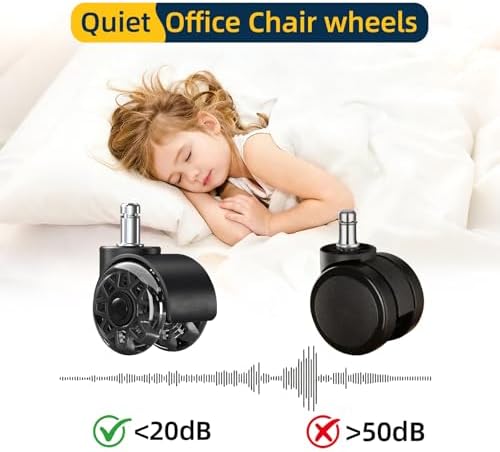 2 Inch Office Chair Caster Wheels, M10x22mm Stem, 5 Pack