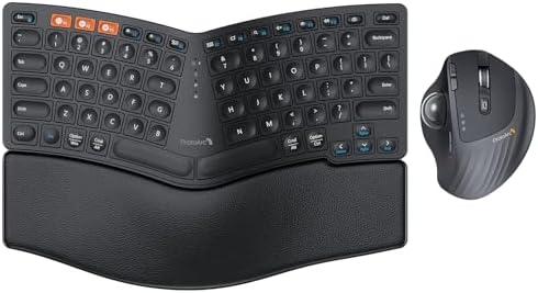 ProtoArc EK04 Mini Ergonomic Keyboard Black and EM01 NL Trackball Mouse