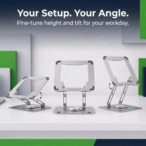 Uncaged Ergonomics Swivel Laptop Stand for Desk, 360 Riser, Arctic Silver
