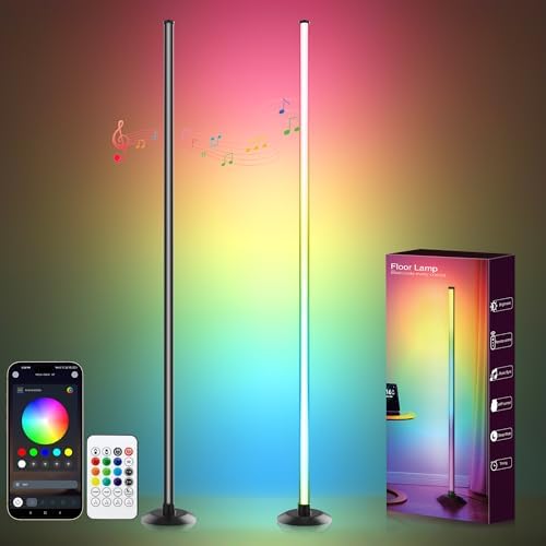 NBBUFF IC+RGBW Led Corner Floor Lamp USB Powered App & Remote Control,2Pack