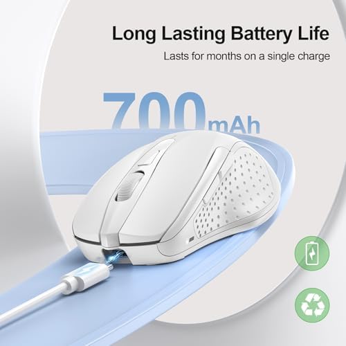 TECKNET Wireless Mouse Rechargeable, 2.4G Computer Mice with USB-A Receiver