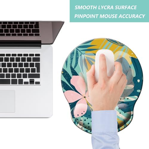 Mouse Pad with Wrist Support, Ergonomic Mouse Pad with Memory Foam Wrist Rest Cushion, Non-Slip Rubber Base Gaming Mice Pad for Home Office Computer Laptop, Petal