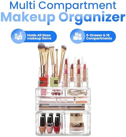 Masirs Clear Cosmetic Storage Organizer, Classy Design, Versatile, Simplifies Your Life
