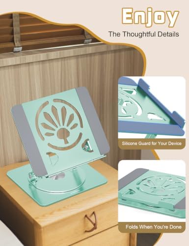 Adjustable Rotating Laptop Stand for Desk, Aluminum Riser, Green