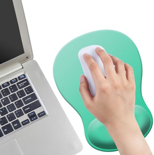 Gel Mouse Pad with Wrist Rest, Ergonomic Concave Wrist Support Mousepad with Non-Slip PU Base & Smooth Surface Comfortable Desk Accessories Mat for Office, Home Gaming and Study (06 Light Mint Green)