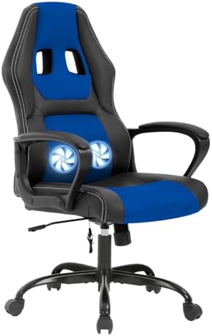 High-Back Computer Gaming Chair Blue Massage Office Chair Ergonomic Racing